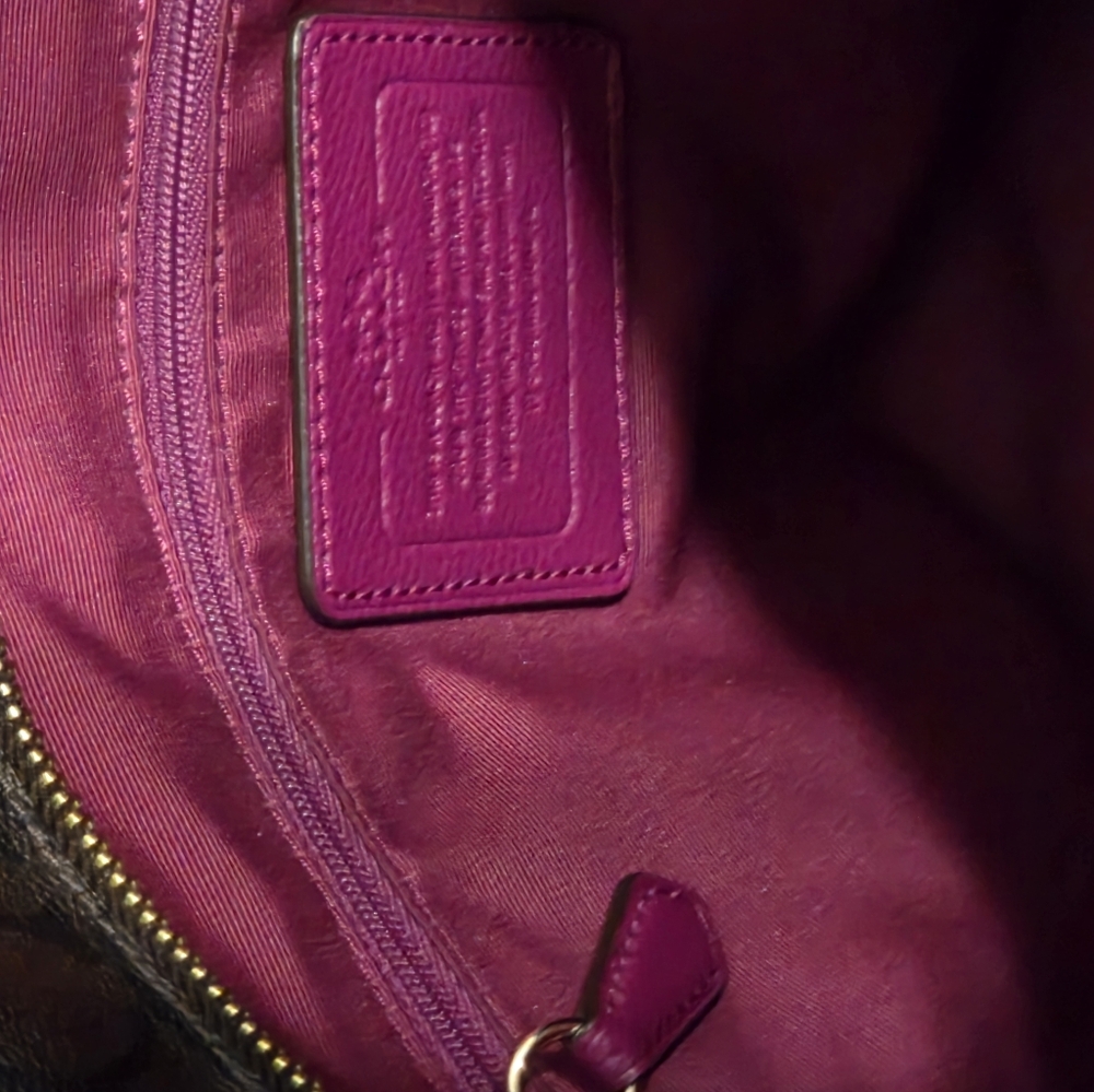 Coach Signature Coach Brown & Fuchsia Tote Bag F34603 - Picture 8 of 10